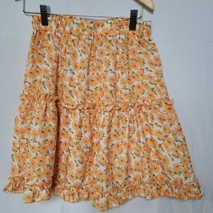 Yellow Flower Print Skirt